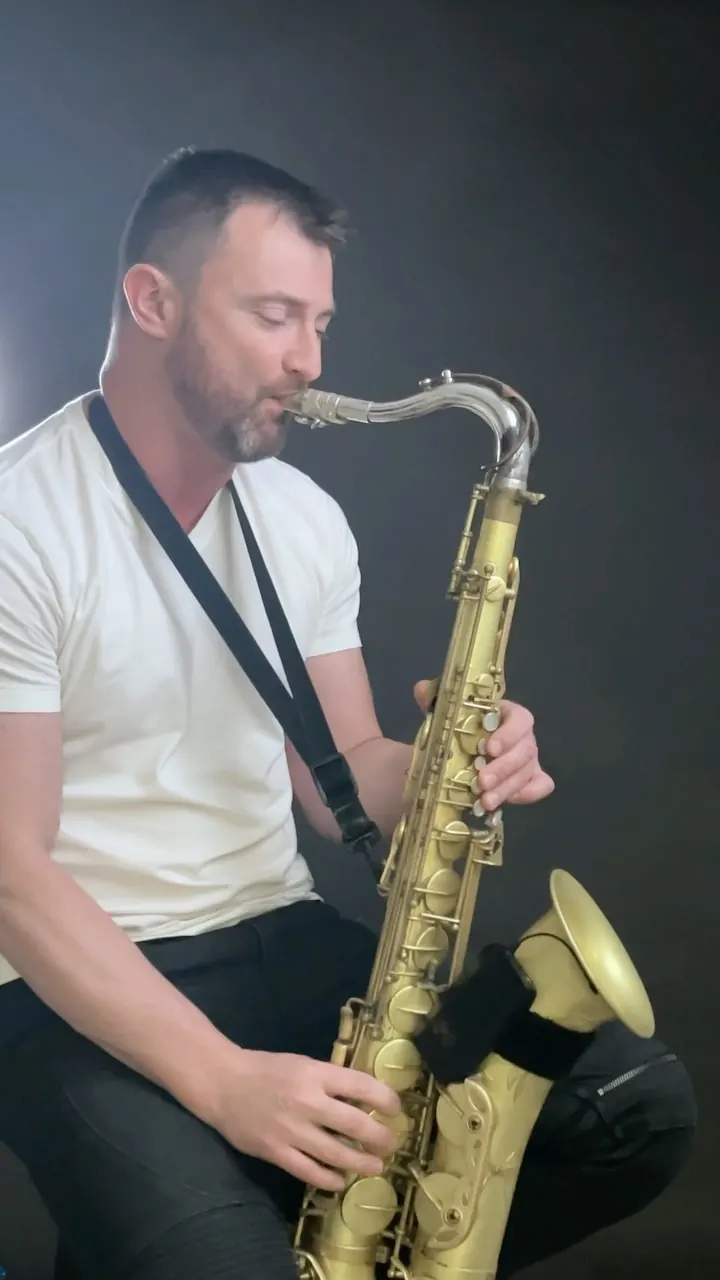 George Kash with his tenor saxophone